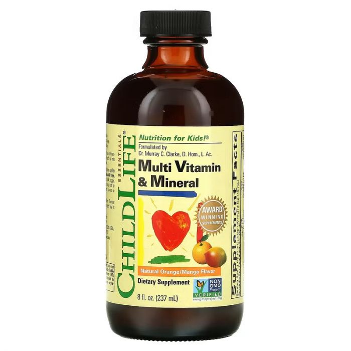 ChildLife Essentials, Essentials, Multi Vitamin & Mineral, Natural Orange/Mango (237 ml). Multivitamine vloeibaar voor kinderen ChildLife Essentials, Essentials, Multi Vitamin & Mineral, Natural Orange/Mango (237 ml). Multivitamine vloeibaar voor kinderen