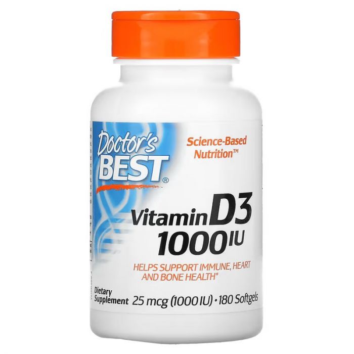 Doctor's Best, Vitamin D3, 25 mcg (1,000 IU), 180 Softgels
Doctor's Best, Vitamin D3, 25 mcg (1,000 IU), 180 Softgels