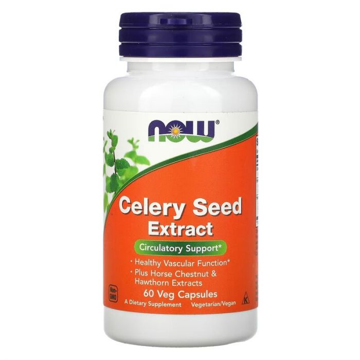 NOW Foods, Celery Seed Extract, Selderijzaadextract, 60 capsules, 733739046260 NOW Foods, Celery Seed Extract, Selderijzaadextract, 60 capsules, 733739046260