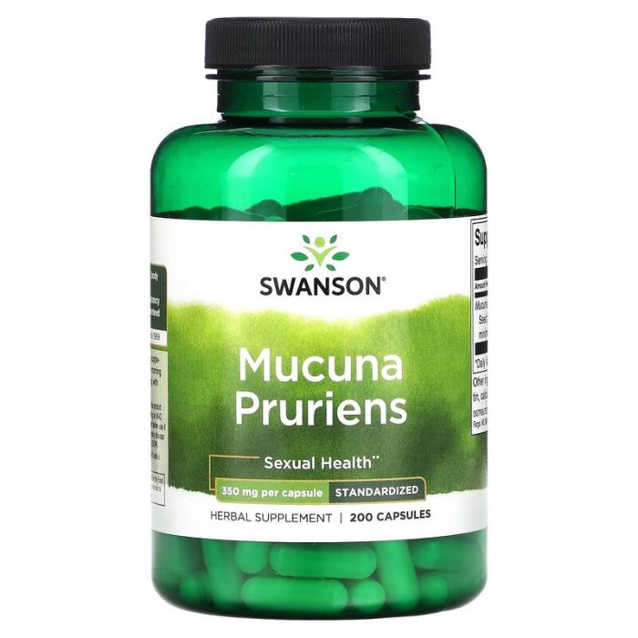 Swanson Mucuna Pruriens, 350mg - 200 caps. 087614141190 Swanson Mucuna Pruriens, 350mg - 200 caps. 087614141190