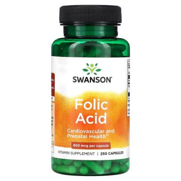 Foliumzuur 800 mcg - 250 capsules | Swanson. 087614010359