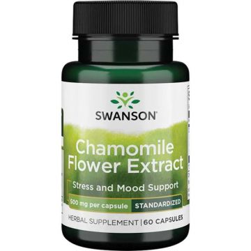 Kamille staat bekend om het kalmerende effect en het wordt vaak gebruikt om stress te verminderen en ontspanning te bevorderen, dankzij de flavonoïde apigenine. Swanson's Kamille-extract is gestandaardiseerd tot 1% apigenine. Onze capsules met kamille-ext