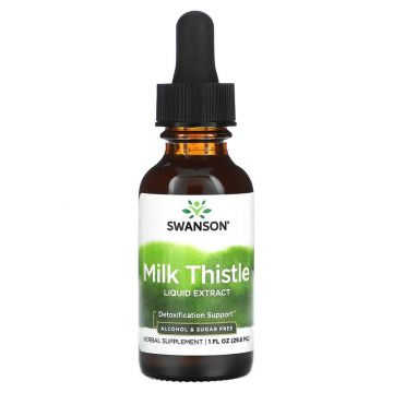 Swanson Mariadistel vloeibaar extract - alcohol- en suikervrij. 087614111711